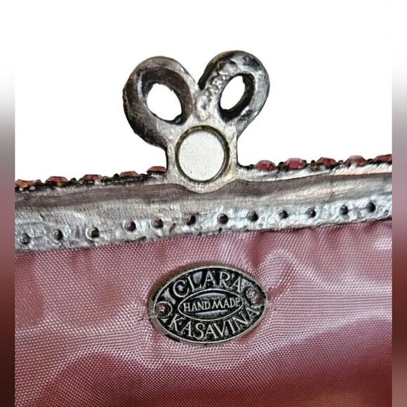CLARA KASAVINA python‎ pink crystal clutch pochette bag Vintage - Picture 3 of 12